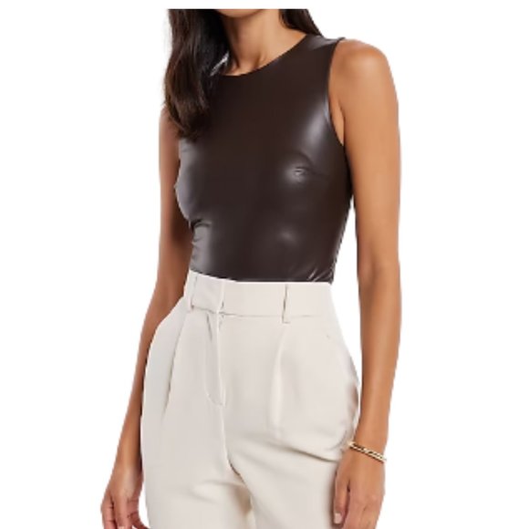 NWT Express Body Contour Faux Leather High Neck Bodysuit - Picture 6 of 7